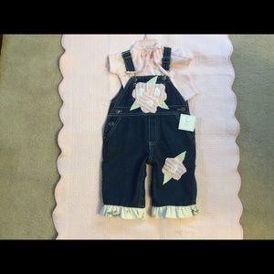 Baby girl decorated denim overall